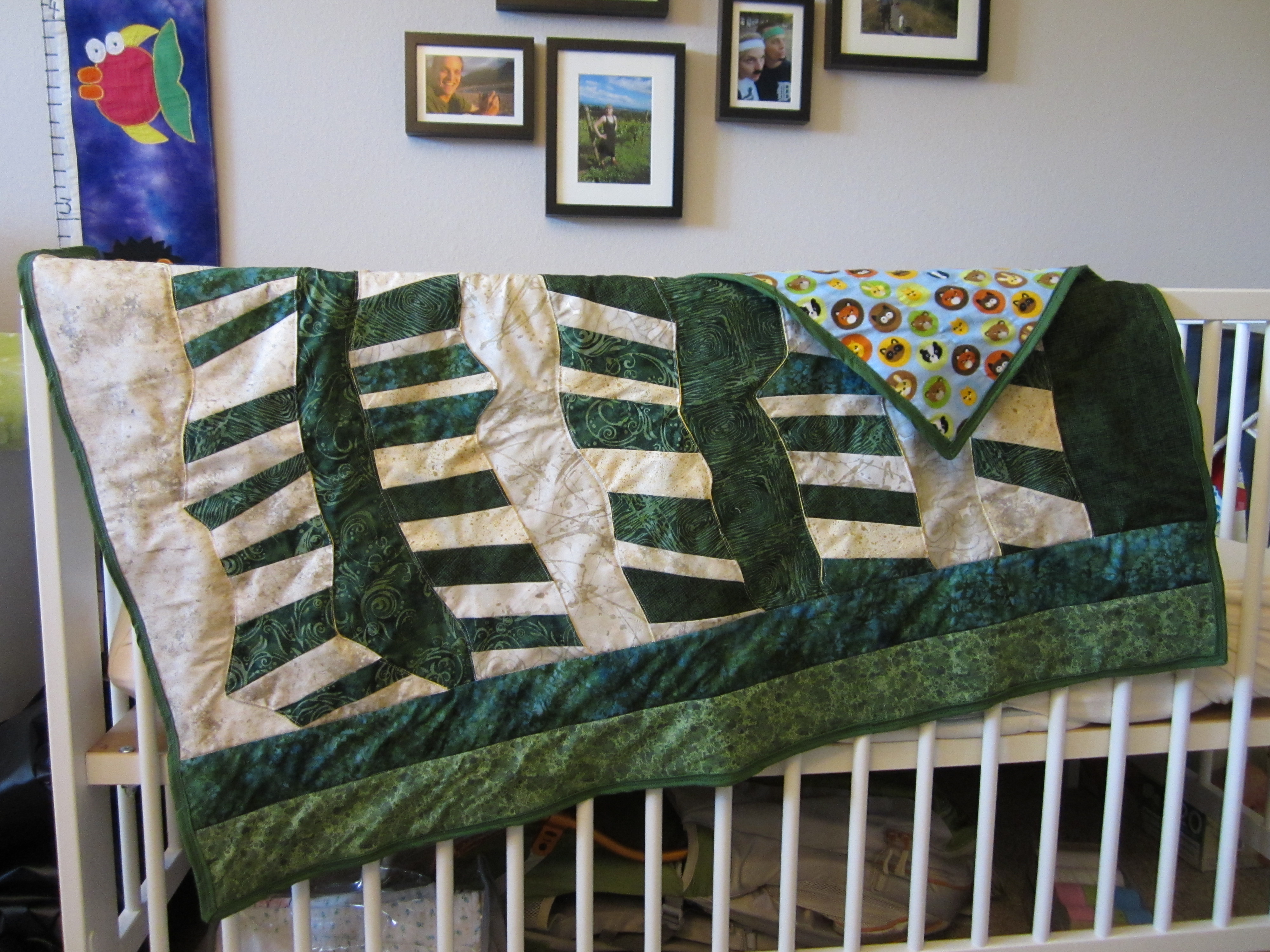 Shannon's nursery has a Montana theme, so I wanted the quilt to look organic and woodsy.
