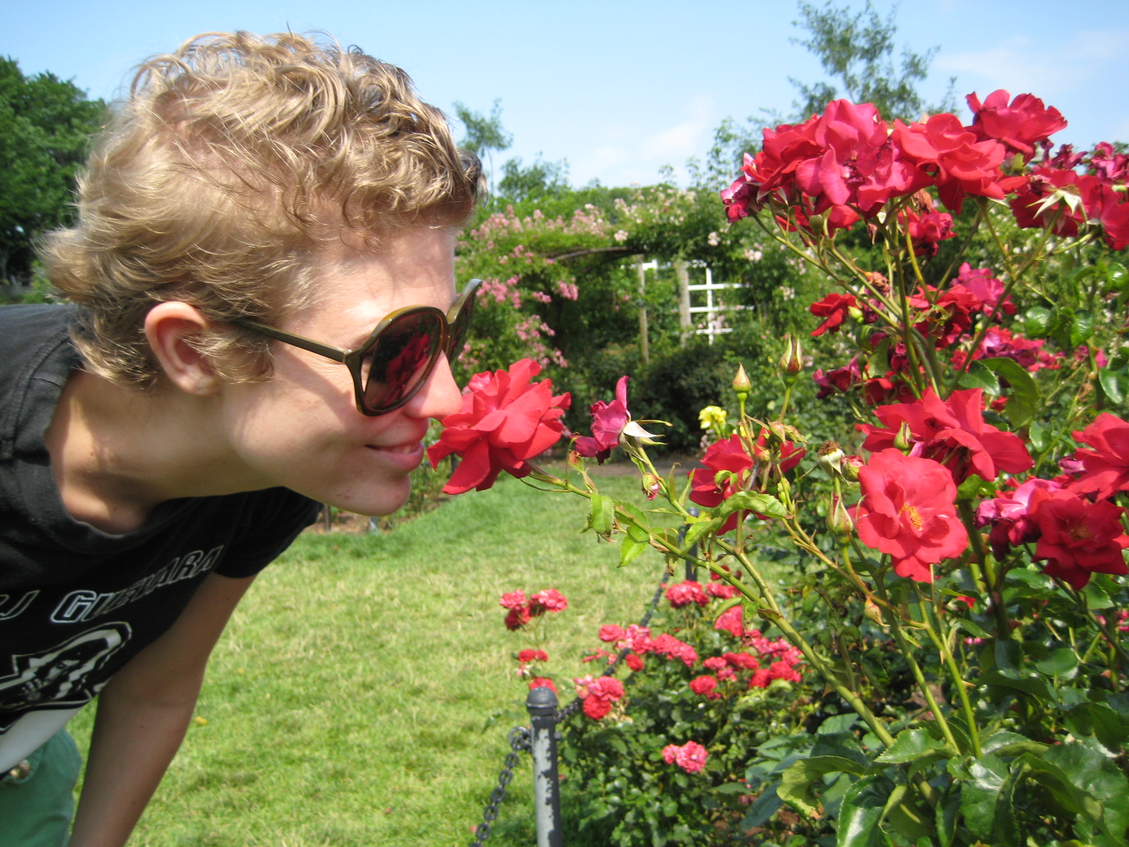 Brooklyn Botanical Gardens smelling roses flowers 