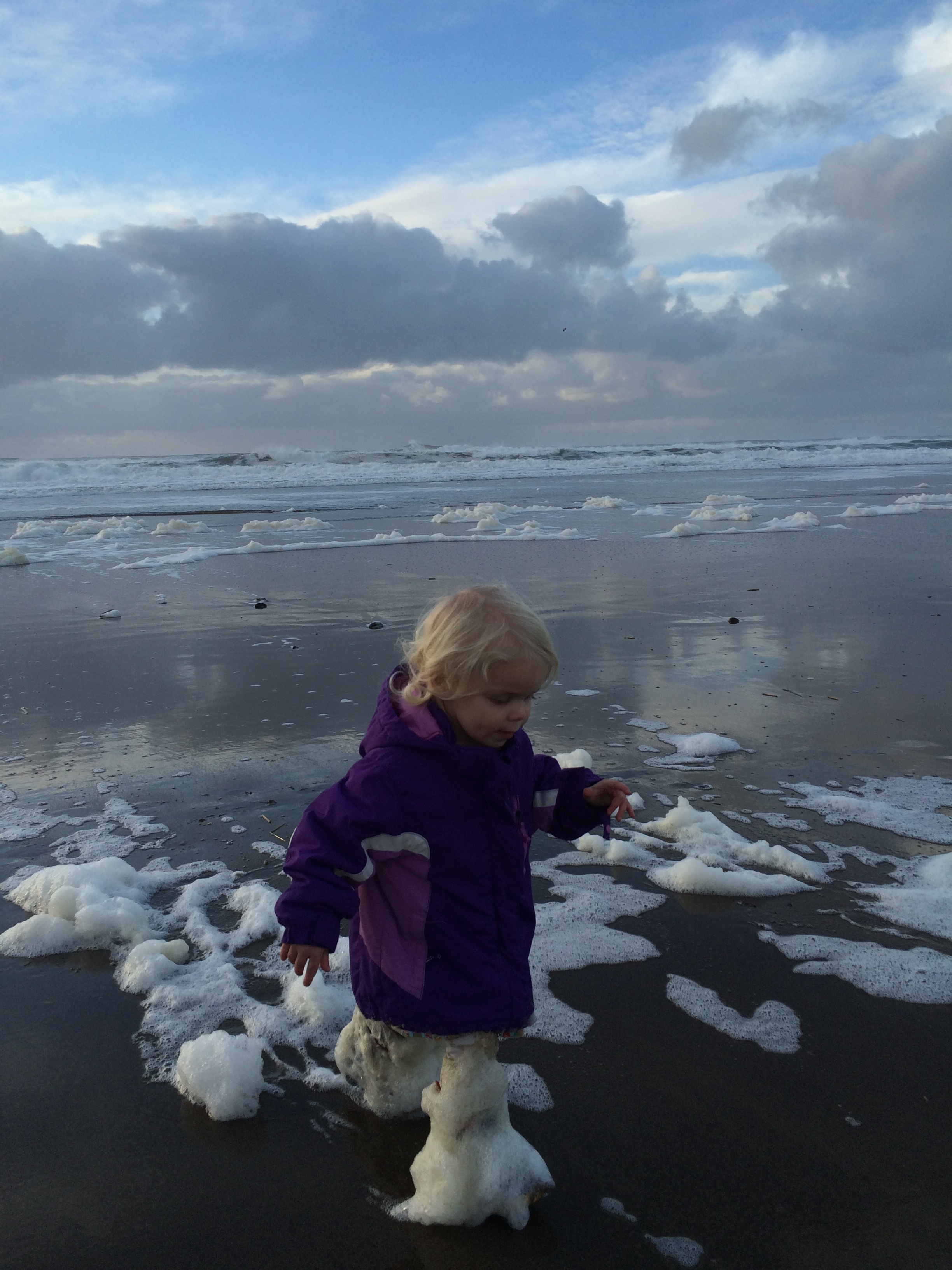 Toddler sea foam Oregon Coast